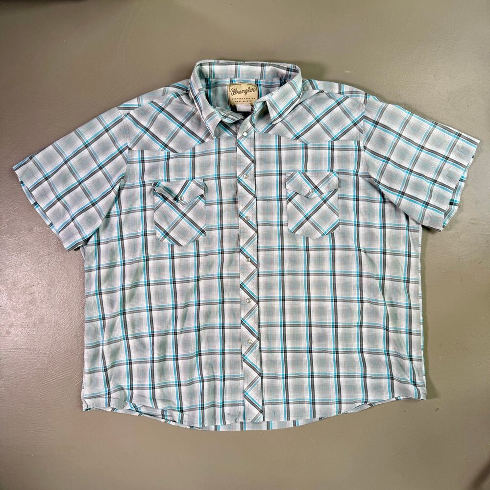Wrangler Men's XL Plaid Pearl Snap Western Short Sleeve Casual Shirt